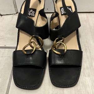 9&Co black leather sandal shoe